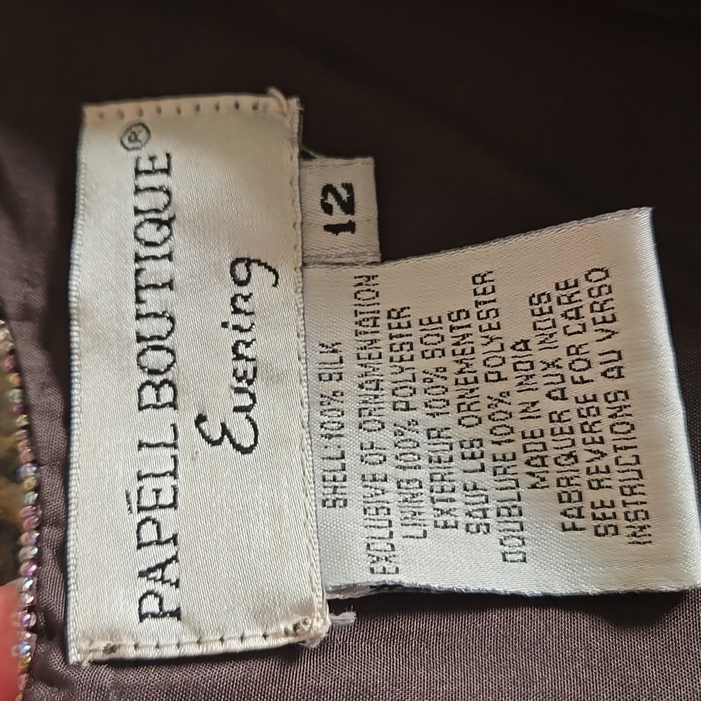 Vintage Papell Boutique Beaded Silk Slip Dress Brown 1920s Gatsby Evening Size 8 - Picture 9 of 10